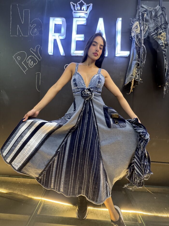 Flora Denim Maxi Dress